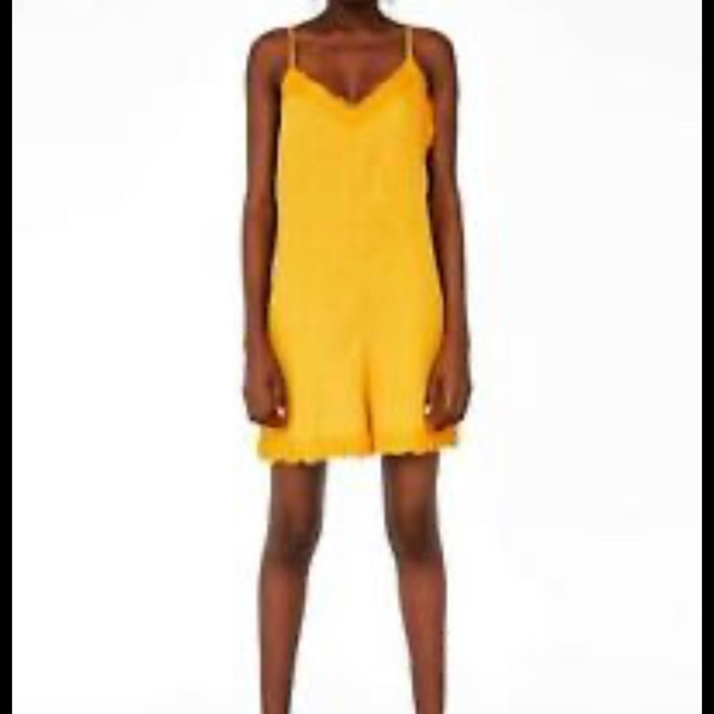 New without tags Mustard Zara Romper with lace detail Med.
